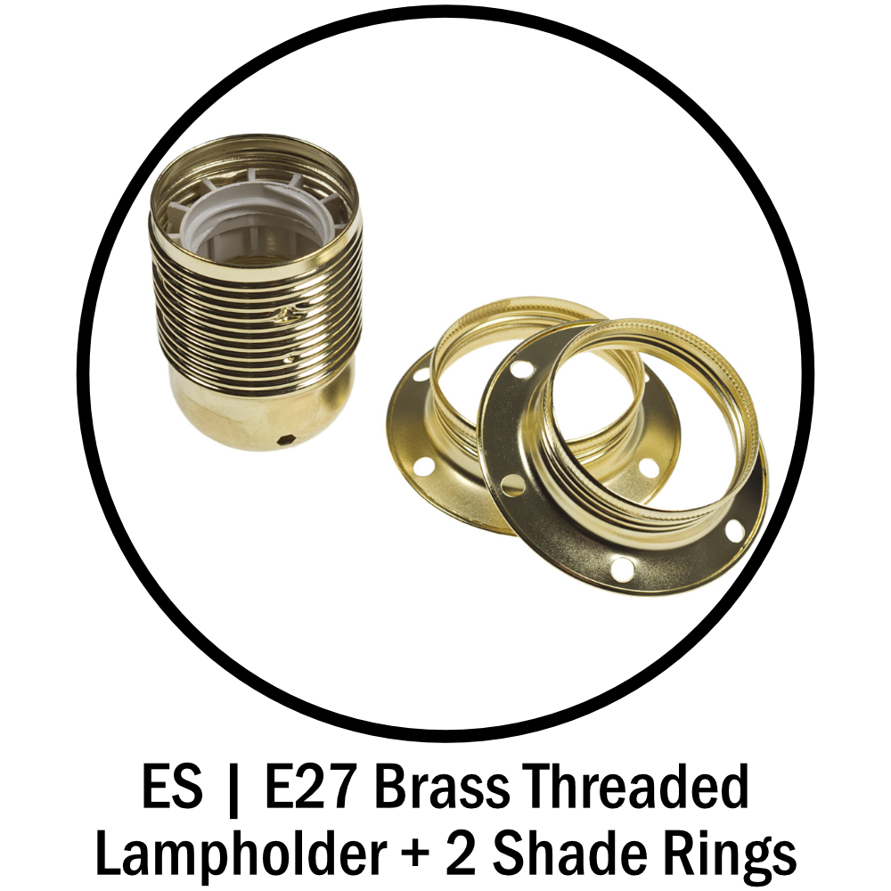 Threaded Lampholder + 2 Shade Rings