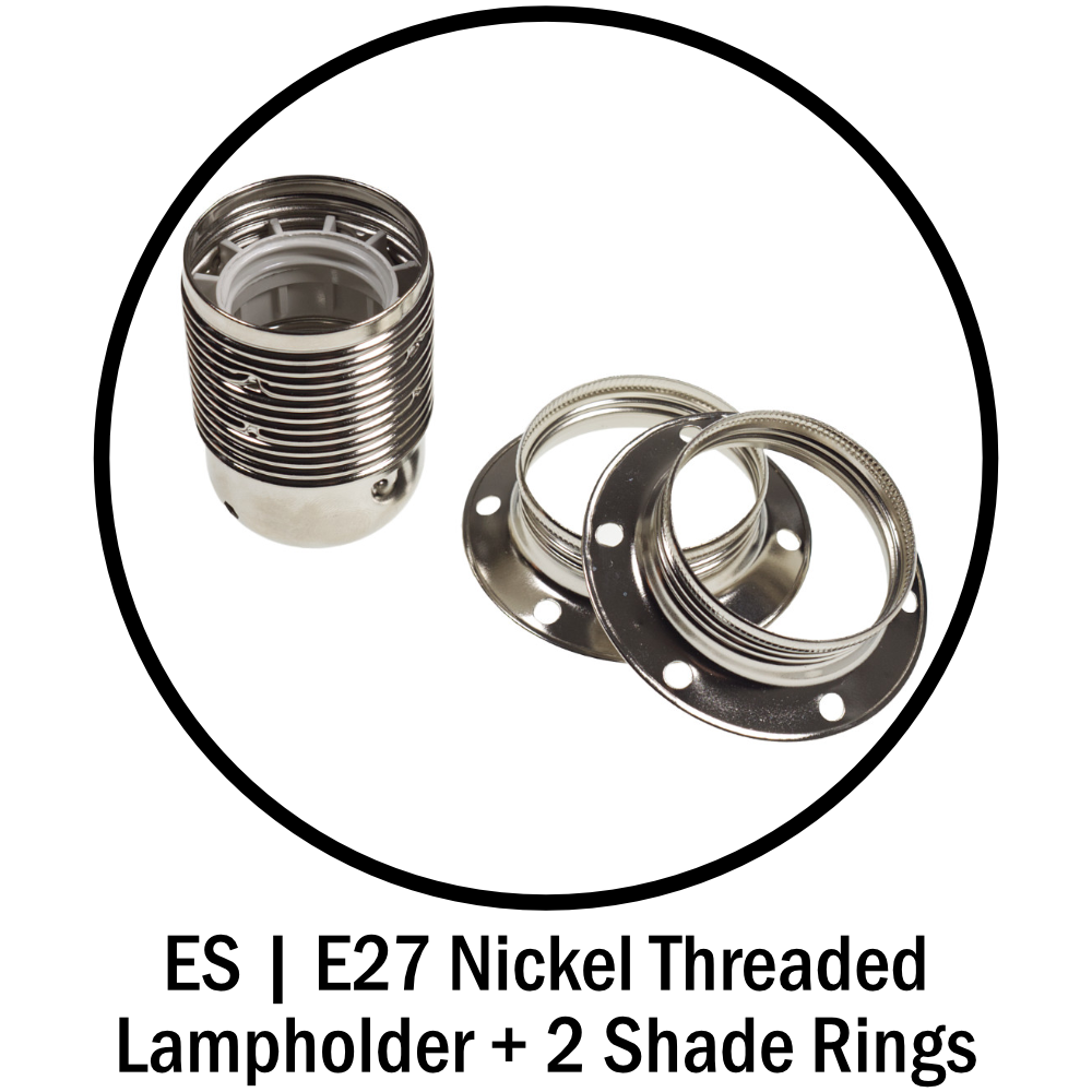 Threaded Lampholder + 2 Shade Rings