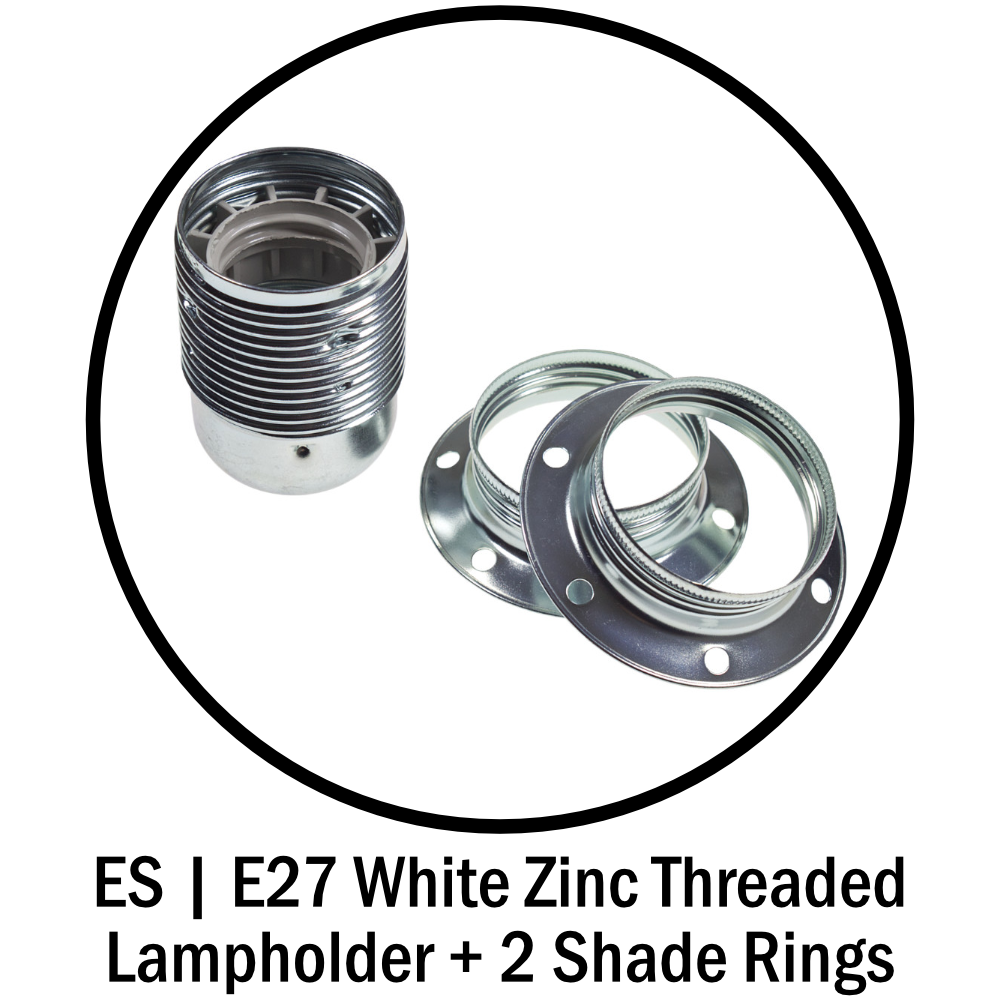 Threaded Lampholder + 2 Shade Rings
