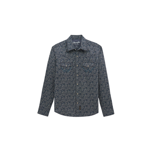 M Retro Long Sleeve Snap Shirt - Navy