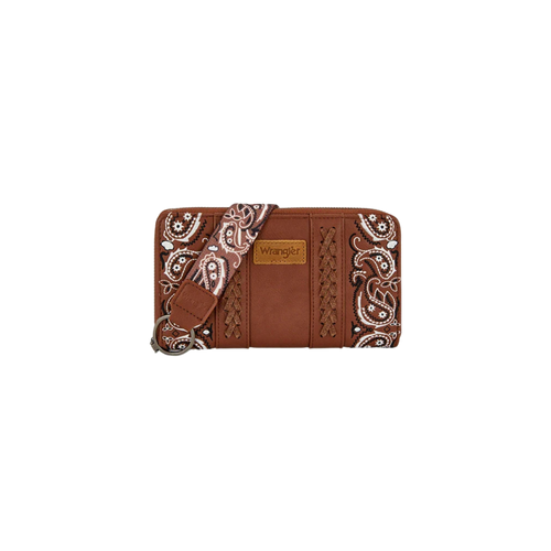Wrangler Braided Paisley Bandana Wallet - Brown