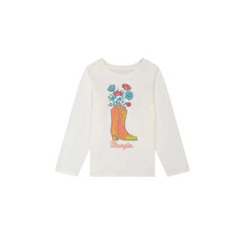 Girl Long Sleeve Graphic Shirt - White