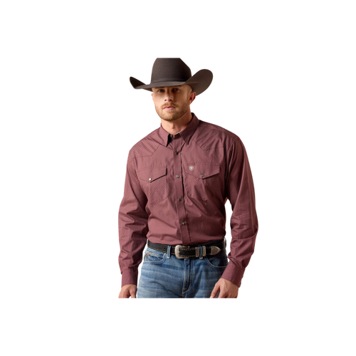 M Ariat Long Sleeve Snap - Mahohany