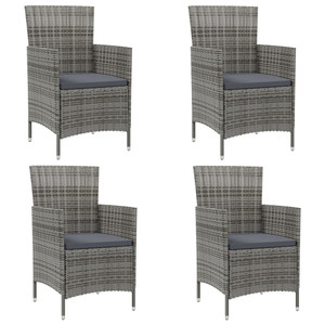 Zyork Patio Chairs with Cushions 4 pcs Poly Rattan Gray Zyork Patio Chairs with Cushions 4 pcs Poly Rattan Gray