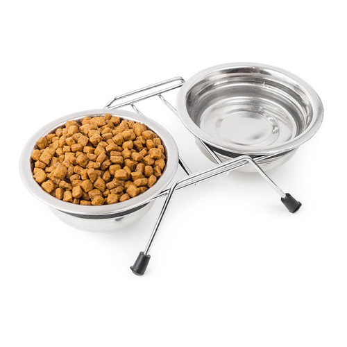 Stainless Steel Pet Food & Water Dish with Stand