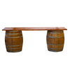 Wine Barrel Rustic Bar - includes two wine barrels with table top (2.1m)