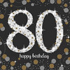 SPARKLING CELEBRATION BLACK 80TH BIRTHDAY NAPKINS PACK 16  Code AM9901721