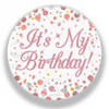 HAPPY BIRTHDAY SPARKLING FIZZ ROSE GOLD BADGE 75MM