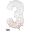 OT606838 NUMERAL SPARKLING FIZZ ROSE GOLD 3 FOIL BALLOON 87CM/34" HELIUM INFLATED, RIBBON AND WEIGHT