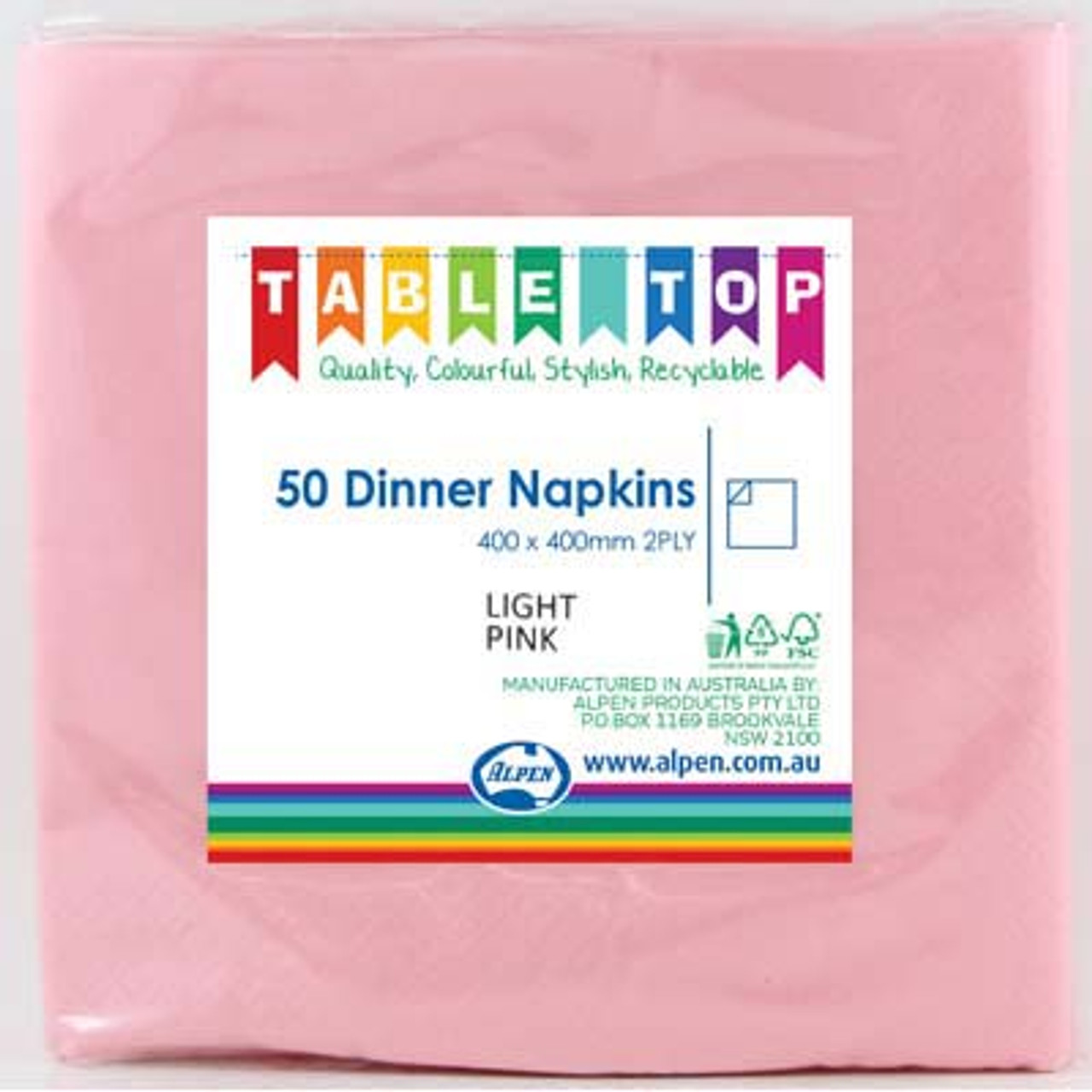 380204 LIGHT PINK DINNER 40 X 40CM PACK 50
