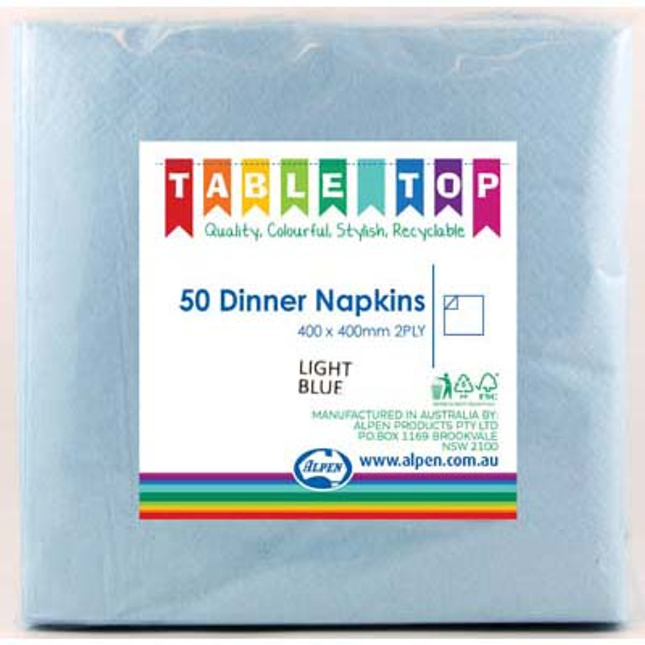 380207 LIGHT BLUE DINNER 40 X 40CM PACK 50
