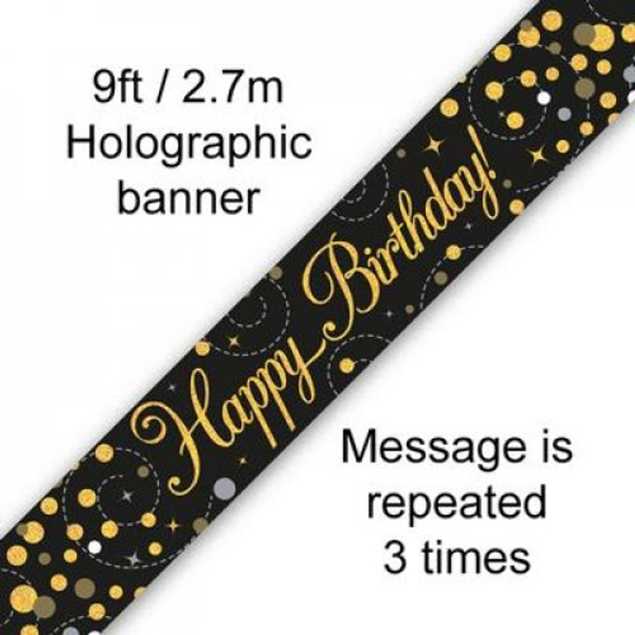 SPARKLING FIZZ  BLACK FOIL BANNER HAPPY BIRTHDAY