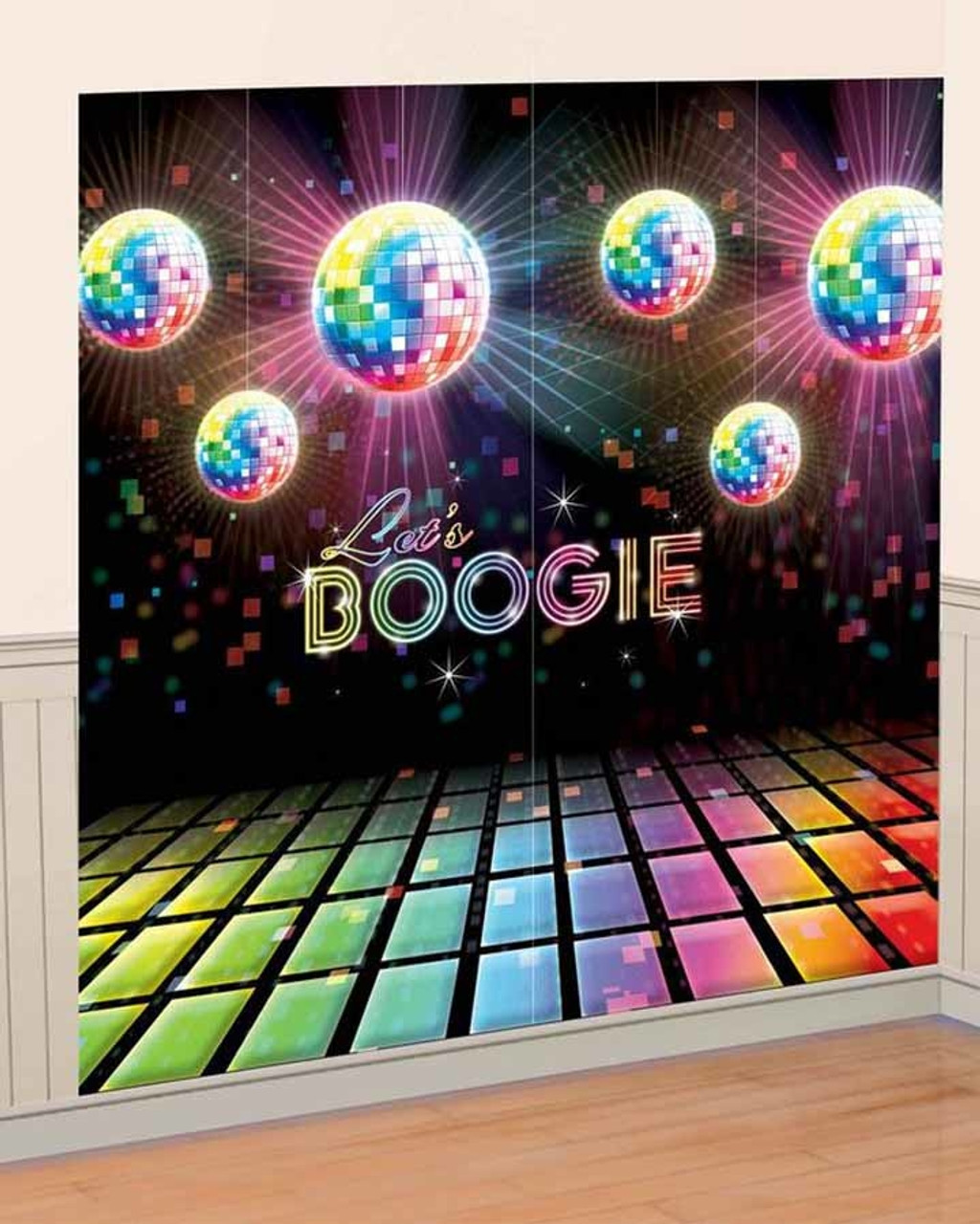 AM671222 PHOTO BACKDROP 70s DISCO 2PC  82CM X 165CM