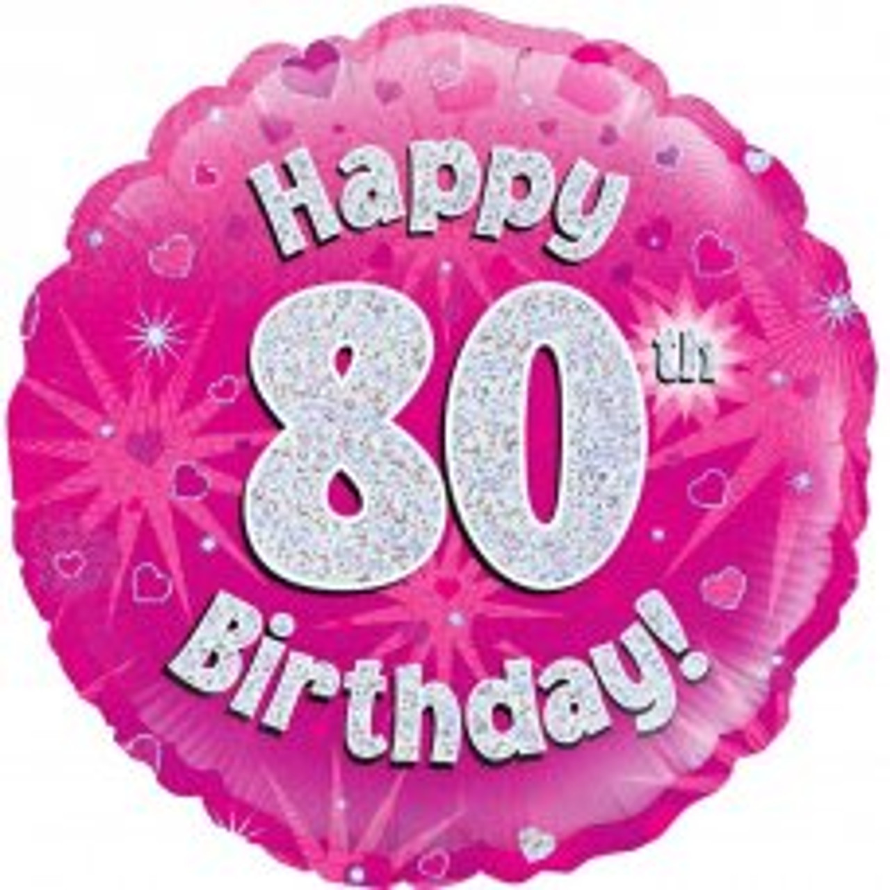 210485 PINK HOLOGRAPHIC HAPPY 80TH B'DAY 45CM FOIL BALLOON