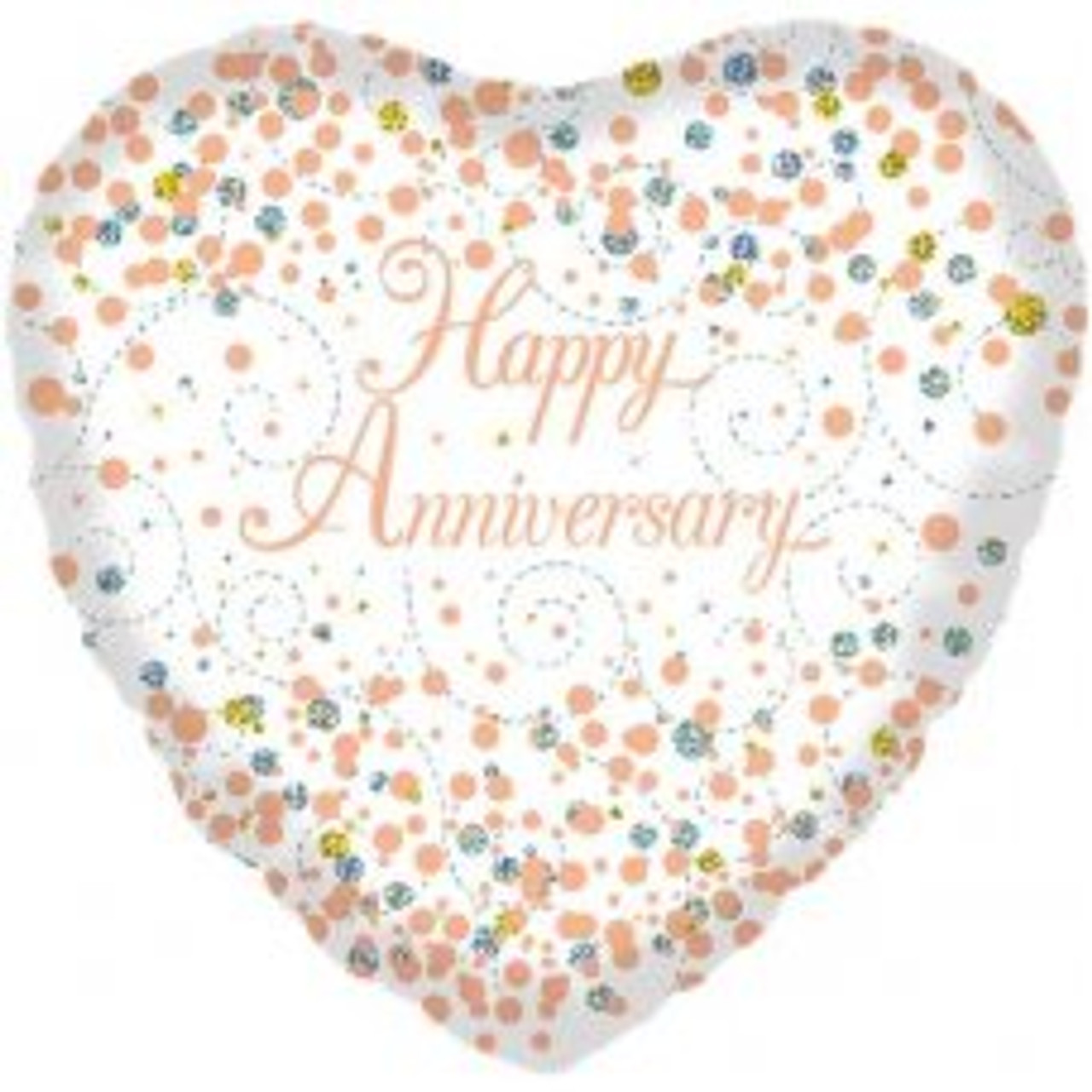 210826 SPARKLING FIZZ ROSEGOLD ANNIVERSARY 45CM FOIL BALLOON. INC HELIUM & RIBBON