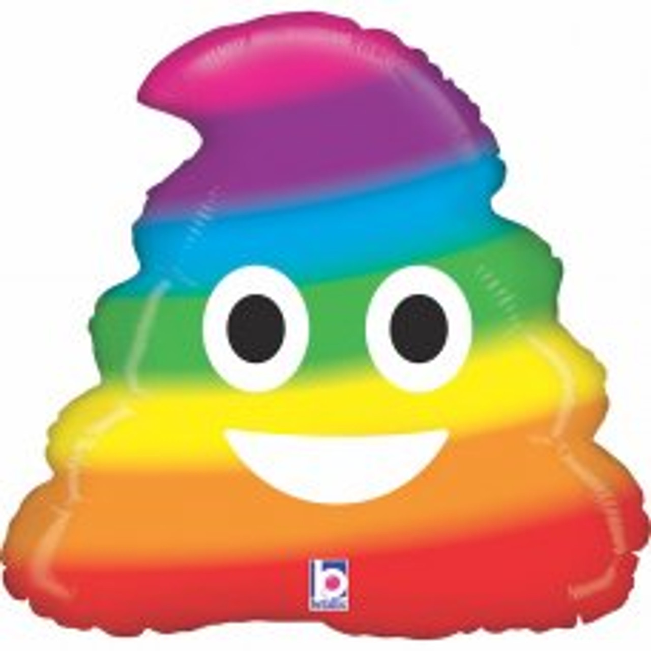 20 INCH EMOJI RAINBOW POO FOIL BALLOON. INC HELIUM & RIBBON