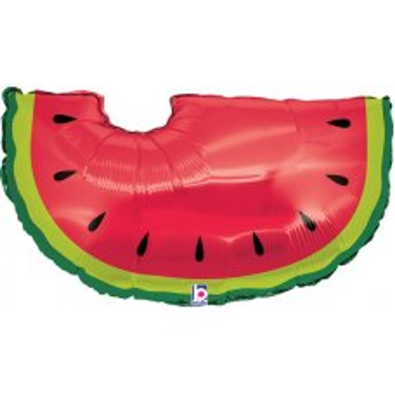 G85517P 35 INCH WATERMELON FOIL BALLOON. INC HELIUM & RIBBON