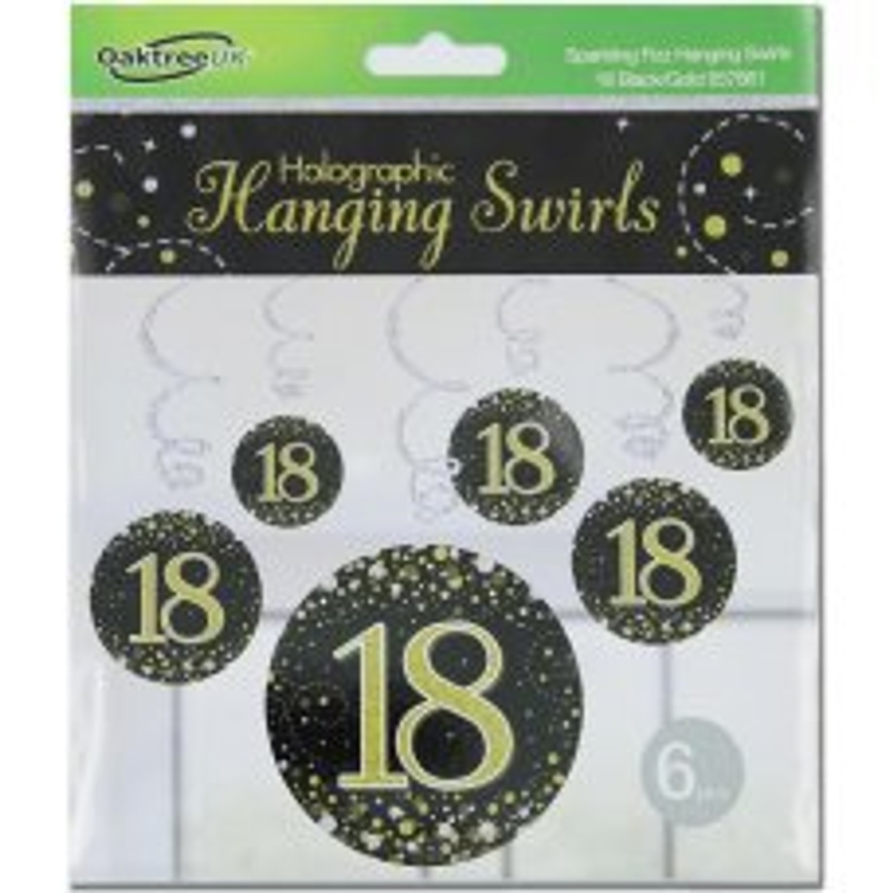 HANGING SWIRL SPARKLING 18 BLACK & GOLD