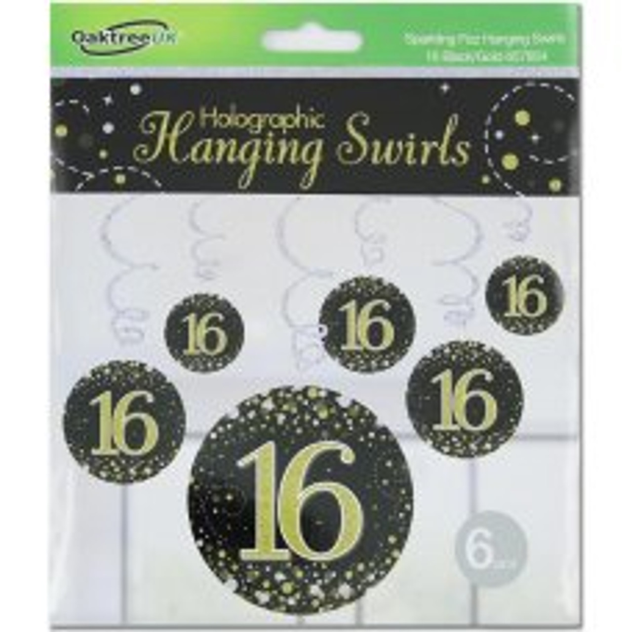 HANGING SWIRL SPARKLING 16 BLACK & GOLD