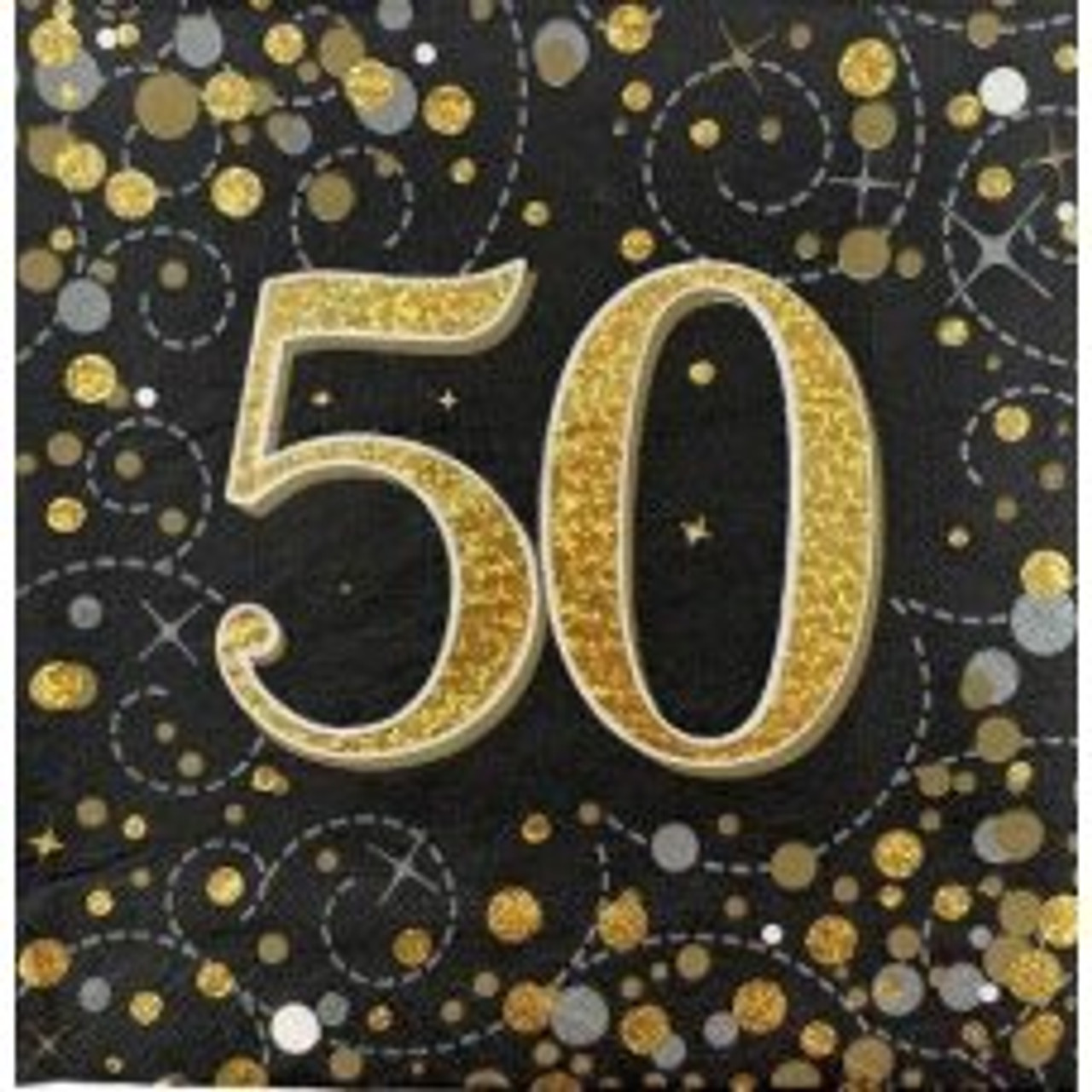 SPARKLING FIZZ BLACK GOLD 50 NAPKINS PACK 16