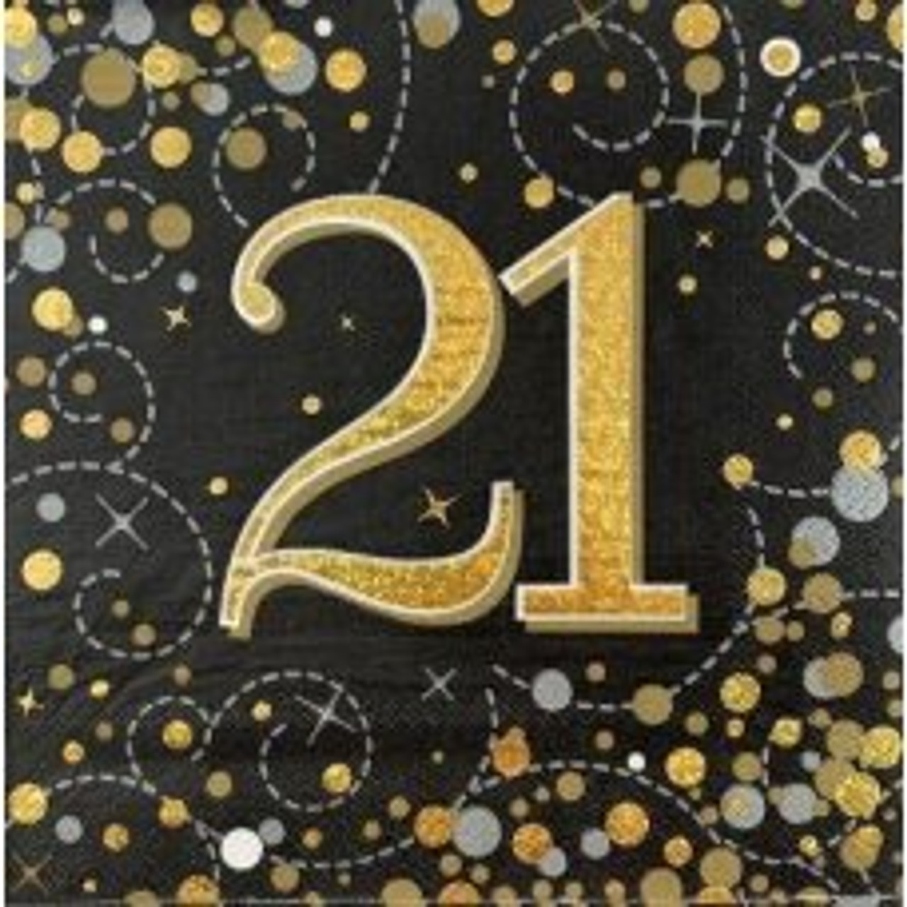 SPARKLING FIZZ BLACK GOLD 21 NAPKINS PACK 16