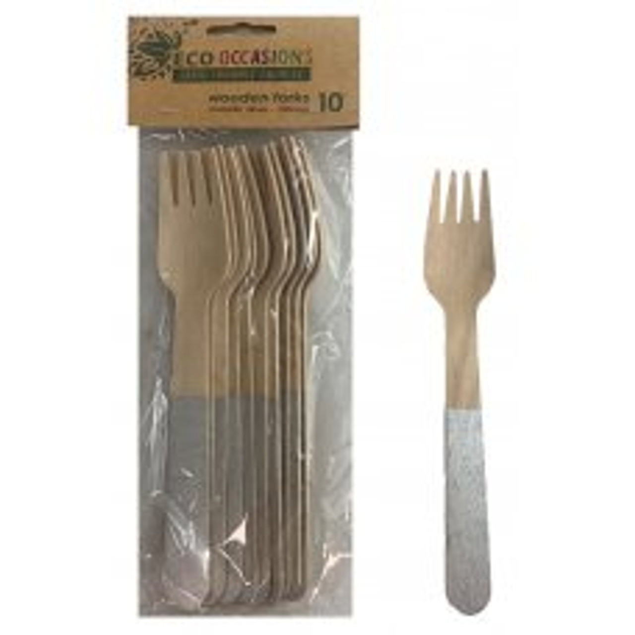ECO WOODEN CUTLERY SILVER  FORKS P10