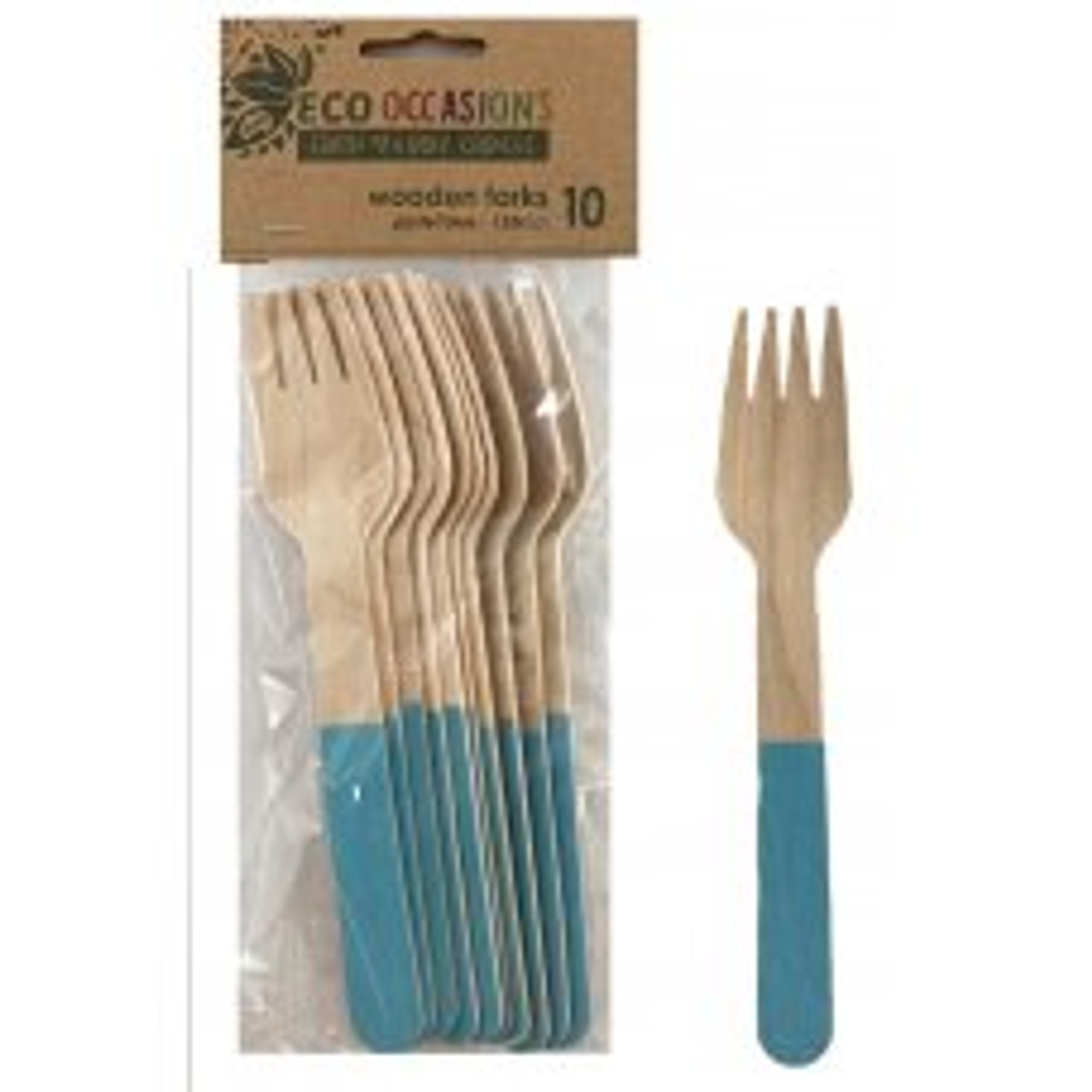 ECO WOODEN CUTLERY LIGHT BLUE  FORKS P10