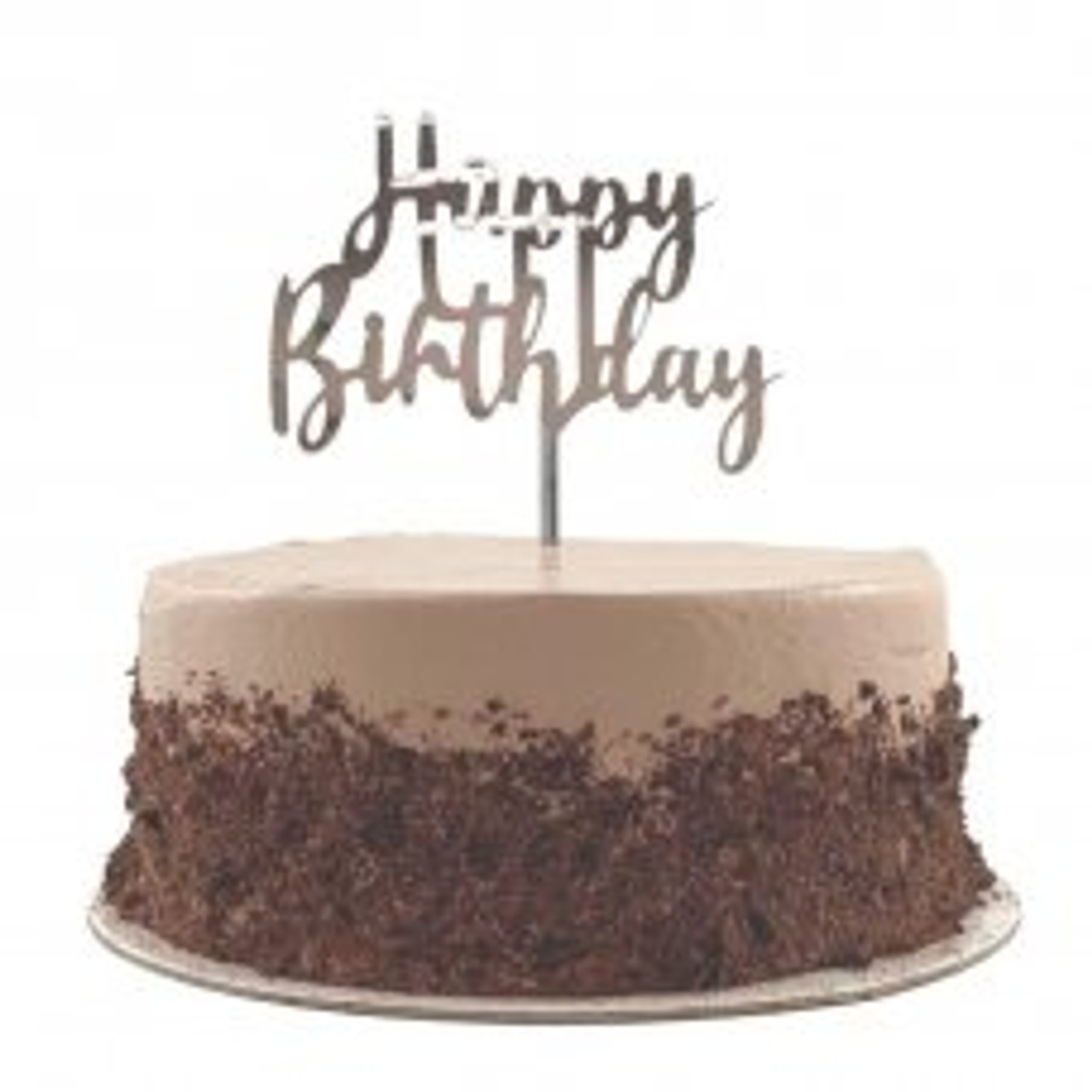443012 CAKE TOPPER ACRYLIC HAPPY BIRTHDAY SILVER
