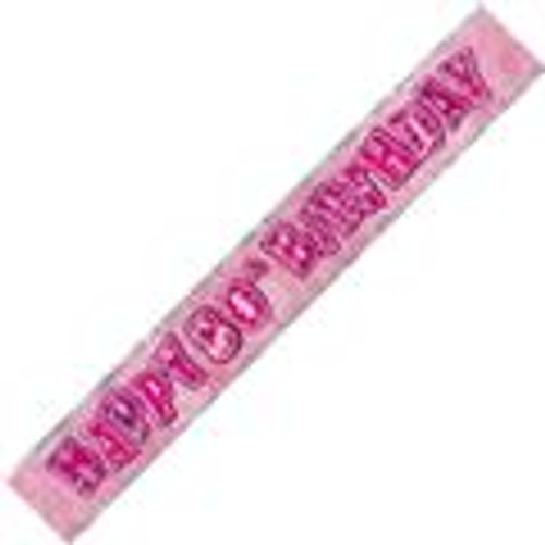 90197 GLITZ PINK FOIL BANNER 80th BIRTHDAY