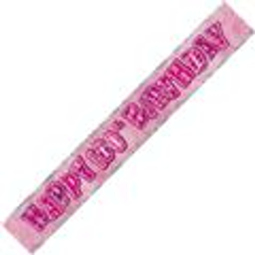 90982 GLITZ PINK FOIL BANNER 100th BIRTHDAY