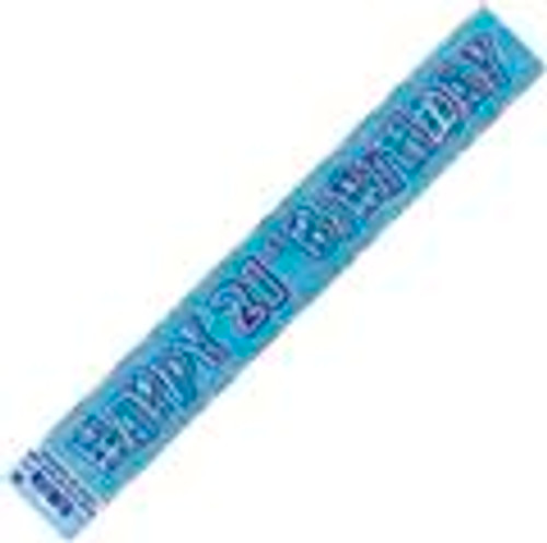 90123 GLITZ BLUE FOIL BANNER 21st BIRTHDAY