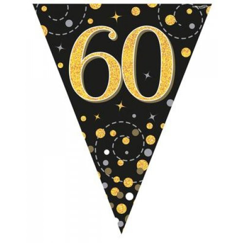 SPARKLING FIZZ�� BLACK 60TH BIRTHDAY FLAG BANNER