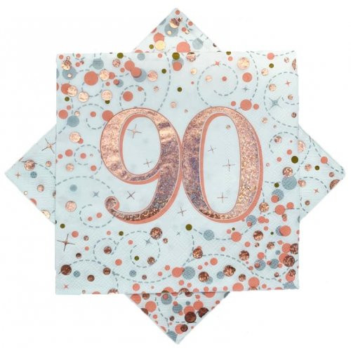 SPARKLING FIZZ ROSE GOLD 90TH BIRTHDAY NAPKINS PACK 16  Code 635852