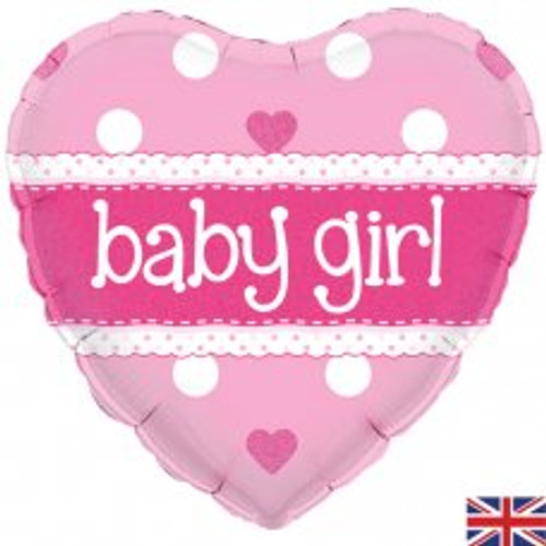 210705 BABY GIRL PINK HEART 45CM FOIL BALLOON