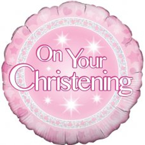 ON YOUR CHRISTENING PINK 45CM FOIL BALLOON