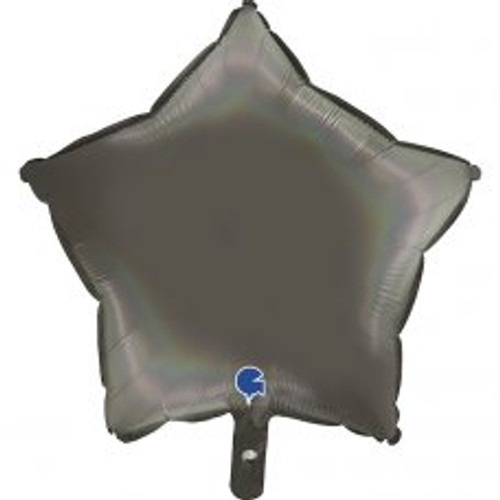 G192P00RHGY STAR MATTE HOLO PLATINUM GREY 45CM/18 INCH FOIL BALLOON. INC HELIUM & RIBBON