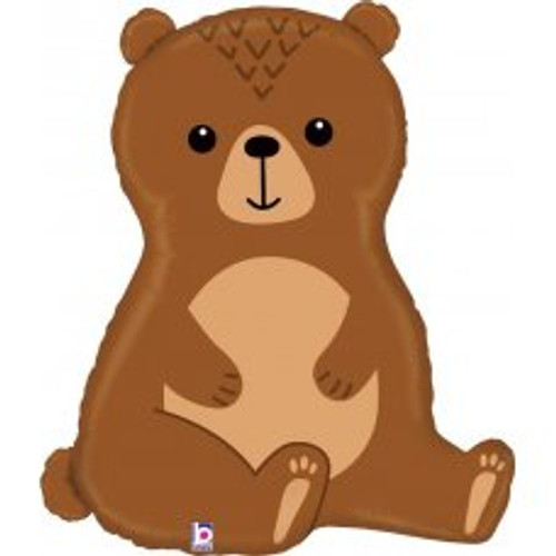 G359676P 34 INCH WOODLAND BEAR FOIL BALLOON. INC HELIUM & RIBBON