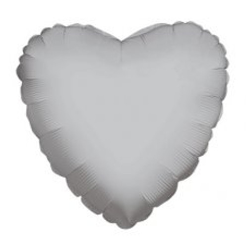 209204 SILVER HEART 45CM/18 INCH FOIL BALLOON. INC HELIUM & RIBBON