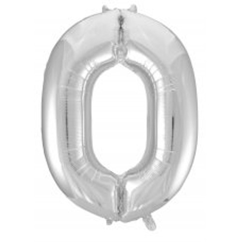 213700 0 NUMERAL SILVER FOIL BALLOON 87CM/34 INCH . INC HELIUM, WEIGHT, RIBBON