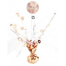 TABLE CENTREPIECE 207360 HAPPY BIRTHDAY ROSE GOLD & WHITE