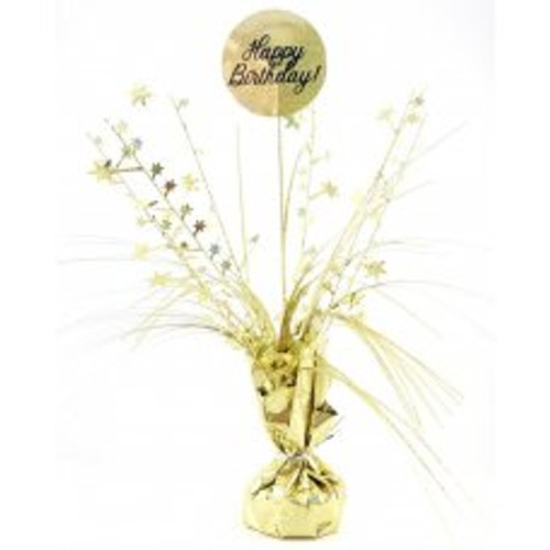 207304 HAPPY BIRTHDAY HOLOGRAPHIC GOLD CENTREPIECE