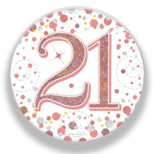 21ST SPARKLING FIZZ ROSE GOLD BADGE 75MM