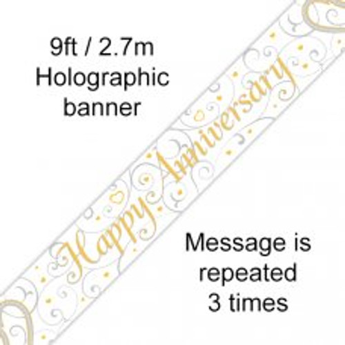 HAPPY ANNIVERSARYLINKED HEARTS BANNER 2.7M