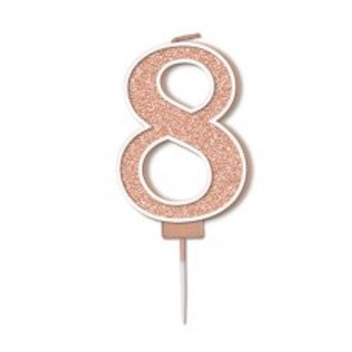 SPARKLING FIZZ ROSE GOLD 8 CANDLE  7.5CM PACK 6