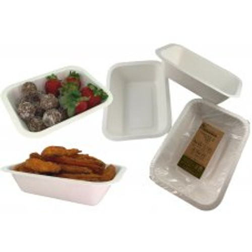 ECO SUGARCANE SERVING TRAY WHITE 450ML PACK 10