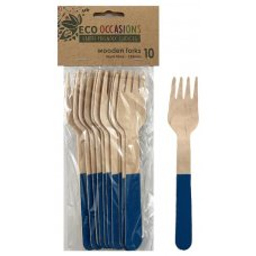 ECO WOODEN CUTLERY ROYAL BLUE  FORKS P10