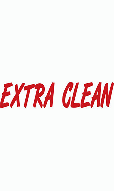 Designer Cut Windshield Slogan Sticker - Red/White - "Extra Clean"zoom