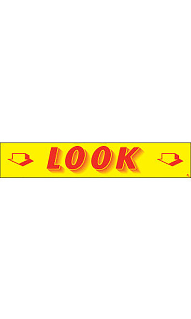 Rectangular Slogan Windshield Sticker - Red/Yellow - "Look"zoom