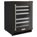 Kitchenaid® Cellier sous le comptoir avec porte en verre et porte-bouteilles à devant en métal - 24 po KUWR314KBS