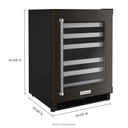 Kitchenaid® Cellier sous le comptoir avec porte en verre et porte-bouteilles à devant en métal - 24 po KUWR314KBS